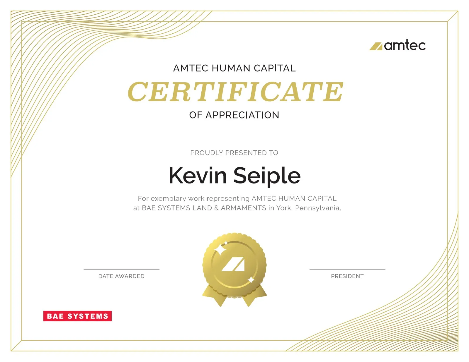 Certificate of appreciation